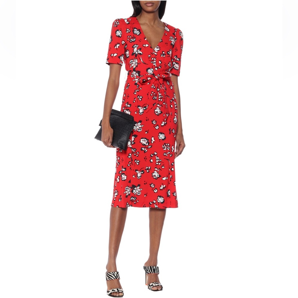 Veronica Beard Red and Black Floral Dress - Size 8 - Excellent Condition